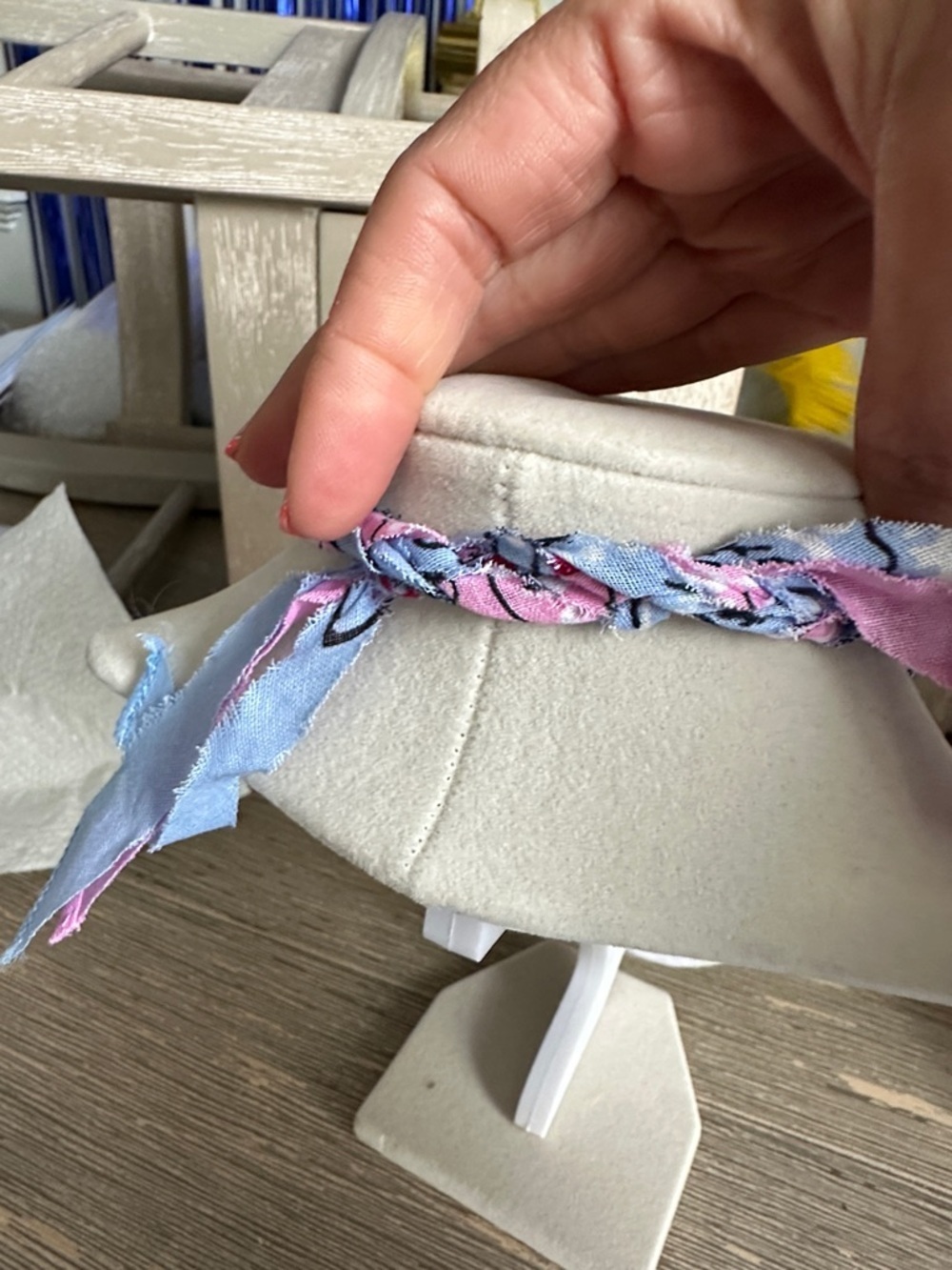 Pink & Light Blue Braided Bandana Charm Necklace - Picture 4 of 4